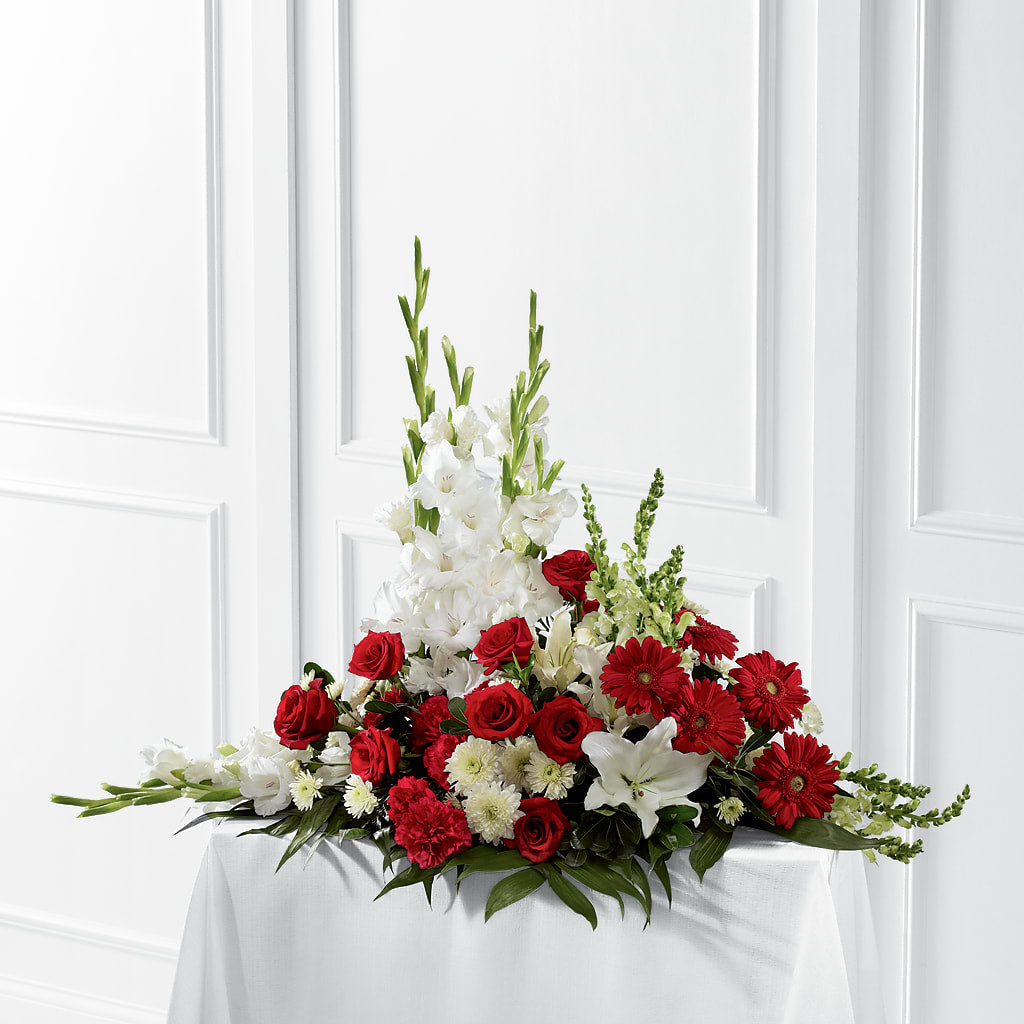 Crimson & White Arrangement – RESILIENT ROSES FLORAL & DECOR LLC, Jacksonville FL
