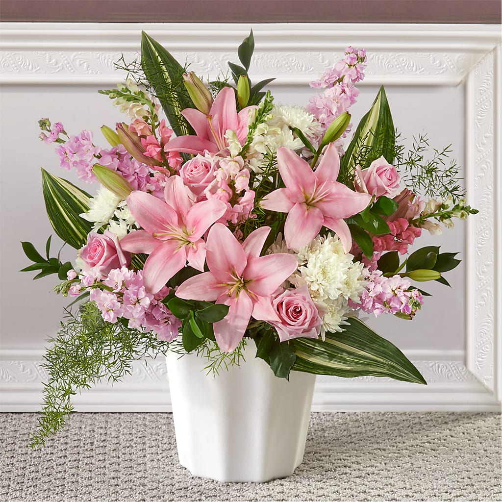 Simply Serene Floor Basket – RESILIENT ROSES FLORAL & DECOR LLC, Jacksonville FL