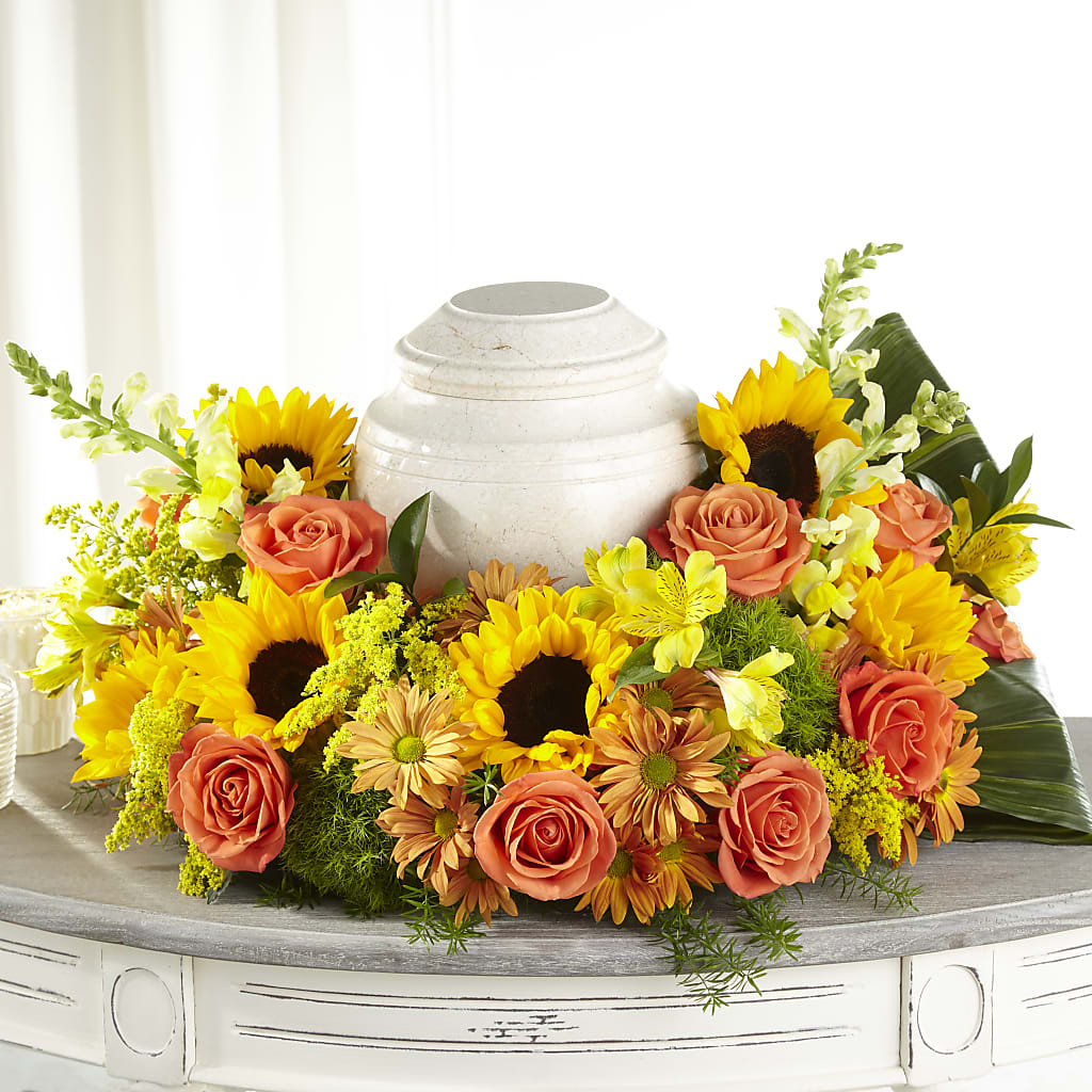 Faithful Sunflower Cremation Adornment – RESILIENT ROSES FLORAL & DECOR LLC, Jacksonville FL