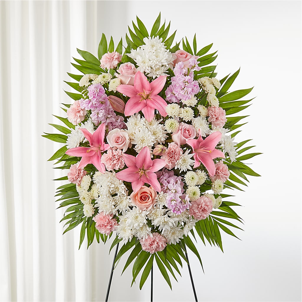 Offering Solace Standing Spray – RESILIENT ROSES FLORAL & DECOR LLC, Jacksonville FL