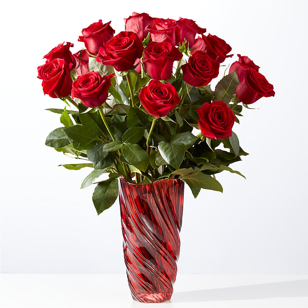 Classic Love Red Rose Bouquet with Luxe Swirl Vase – RESILIENT ROSES FLORAL & DECOR LLC, Jacksonville FL