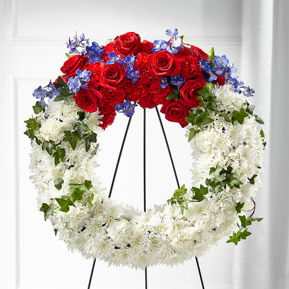 Patriotic Passion Wreath – RESILIENT ROSES FLORAL & DECOR LLC, Jacksonville FL