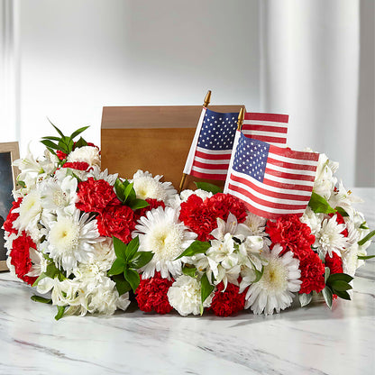 Spirit of Patriotism Cremation Adornment – RESILIENT ROSES FLORAL & DECOR LLC, Jacksonville FL
