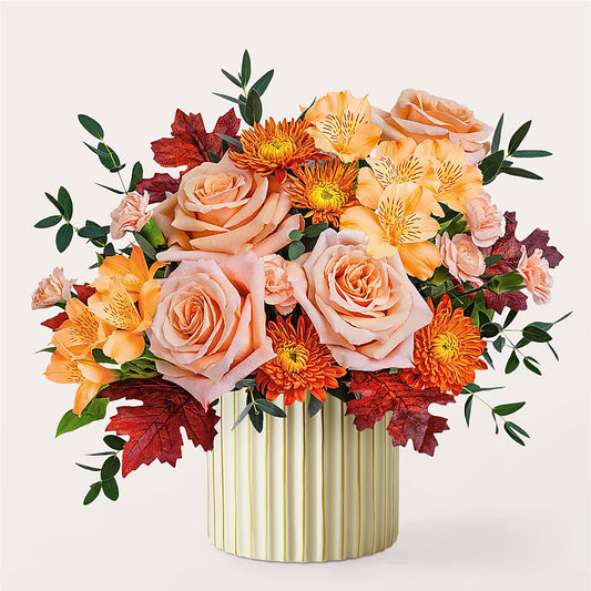 Spiced Latte Bouquet with Ivory Vase – RESILIENT ROSES FLORAL & DECOR LLC, Jacksonville FL