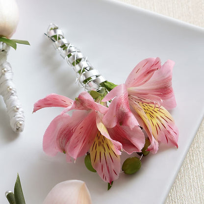 Pink Peruvian Lily Boutonniere – RESILIENT ROSES FLORAL & DECOR LLC, Jacksonville FL